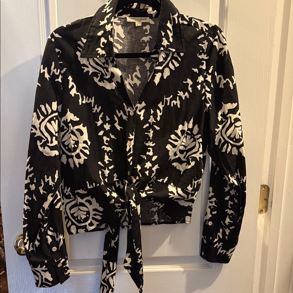 Christian Siriano Black and White Patterned Top NWOT